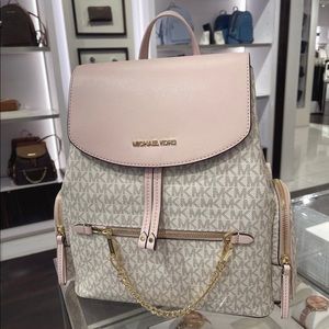 Michael Kors Jet Set Item Large Chain Backpack
Color: Vanilla Pink MK